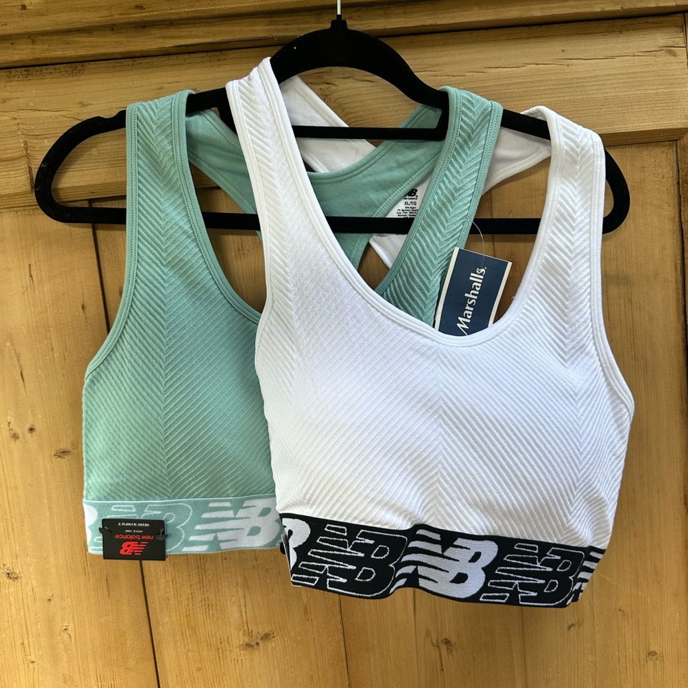 New Balance White and Mint Sports Bras